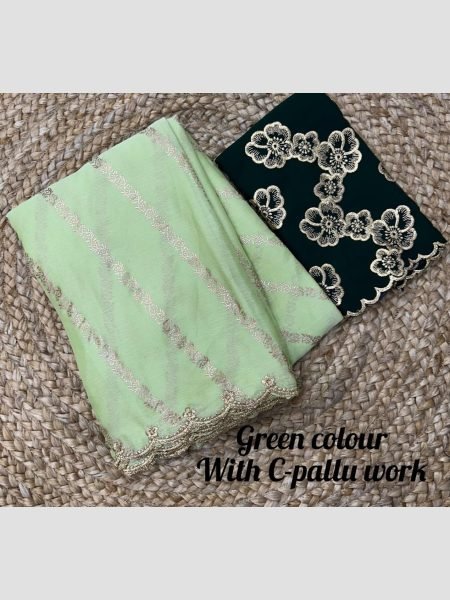 Satin With Lehriya Foil Print C Pallu Arka Embroidery Work  Saree  Embroidery Sarees Wholesale