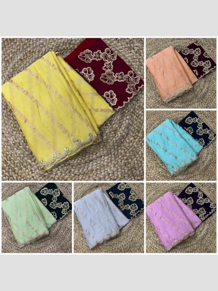 Satin With Lehriya Foil Print C Pallu Arka Embroidery Work  Saree  Embroidery Sarees Wholesale