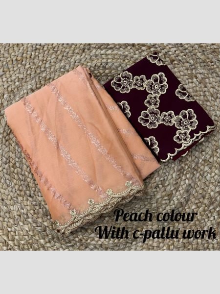 Satin With Lehriya Foil Print C Pallu Arka Embroidery Work  Saree  Embroidery Sarees Wholesale
