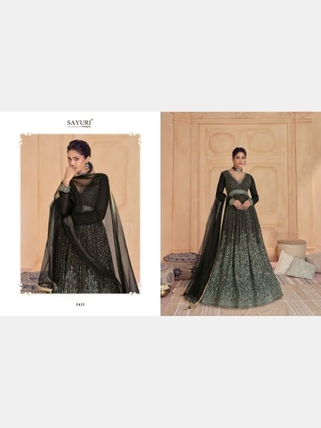 Sayuri Designer Black  Real Gerogette With  Embroidery Sequence work Gown Collection  Anarakali Gown Wholesale