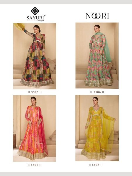 Sayuri Designer Real Georgette Embroidered Anarkali Gown Collection  Full Set Salwar Kameez
