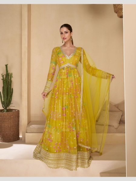 Sayuri Designer Real Georgette Embroidered Anarkali Gown Collection  Full Set Salwar Kameez