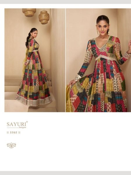 Sayuri Designer Real Georgette Embroidered Anarkali Gown Collection  Full Set Salwar Kameez