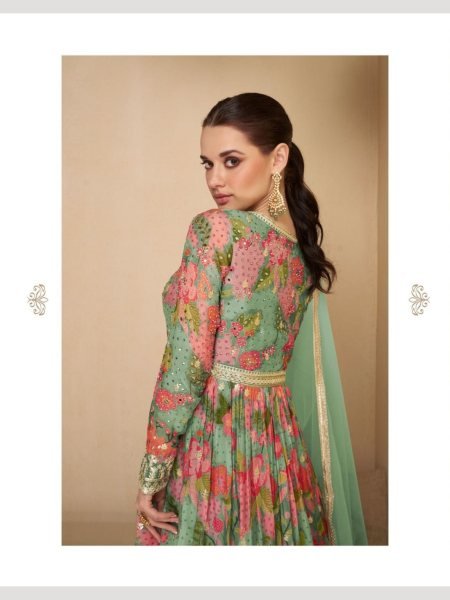 Sayuri Designer Real Georgette Embroidered Anarkali Gown Collection  Full Set Salwar Kameez