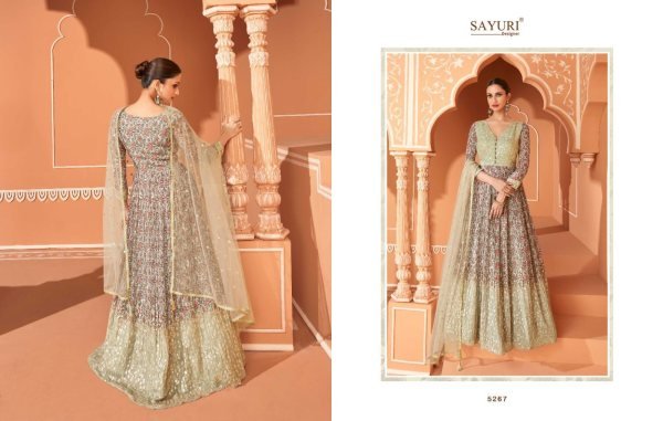 SAYURI Saheli 5267  Printed Fox  Georgette With Embrodery Siquance Work Long Anarkali Gown Anarakali Gown Wholesale