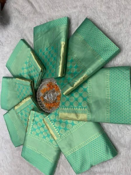 Sea Green Lichi Silk Banarasi Saree Banarasi Saree Wholesale