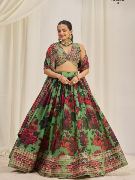 Sequence And Print Work Organza Lehenga Choli Manfacture  Lehenga