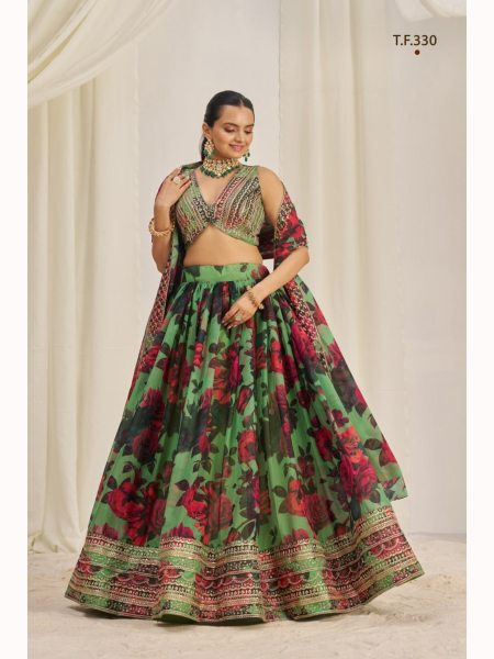 Sequence And Print Work Organza Lehenga Choli Manfacture Designer Lehenga Choli