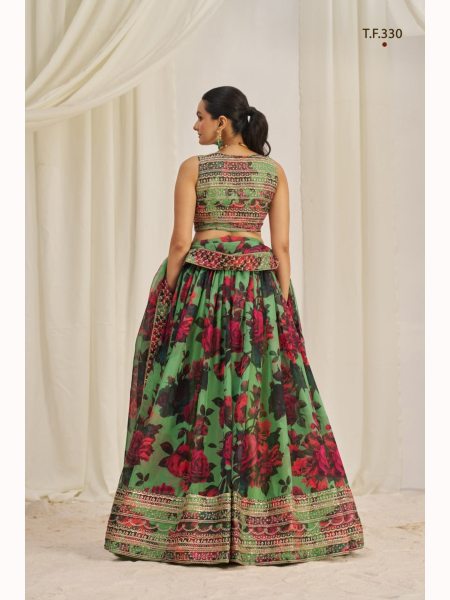 Sequence And Print Work Organza Lehenga Choli Manfacture Designer Lehenga Choli