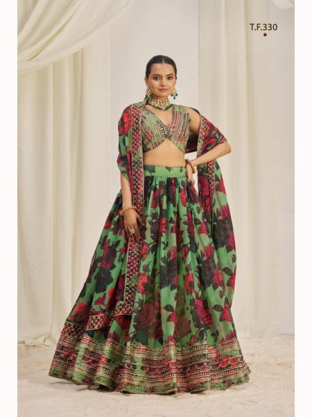 Sequence And Print Work Organza Lehenga Choli Manfacture Designer Lehenga Choli