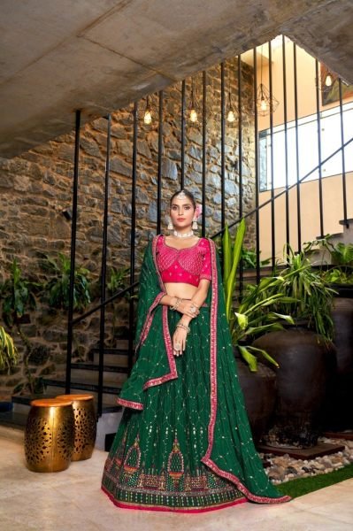 Indian Look Chinon Crushed Lehenga Choli With Embroidery Work  Designer Lehenga Choli