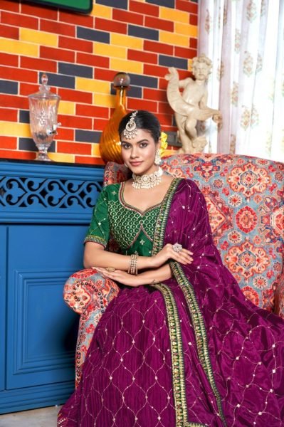 Indian Look Chinon Crushed Lehenga Choli With Embroidery Work  Designer Lehenga Choli