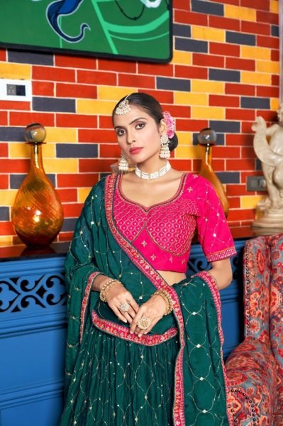 Indian Look Chinon Crushed Lehenga Choli With Embroidery Work  Designer Lehenga Choli