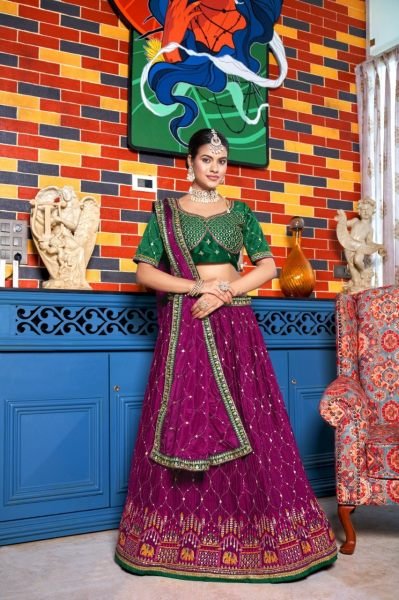 Indian Look Chinon Crushed Lehenga Choli With Embroidery Work  Designer Lehenga Choli