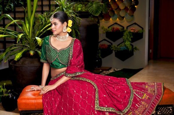 Indian Look Chinon Crushed Lehenga Choli With Embroidery Work  Designer Lehenga Choli