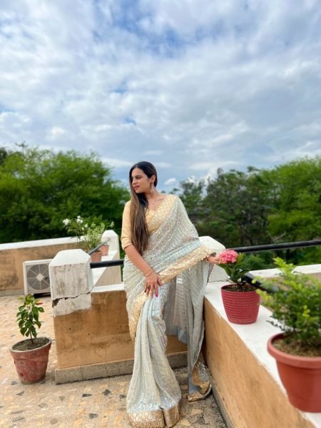 Sequence Cut Work Lace Georgette Saree  Georgette Sarees Wholesale