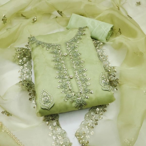 Sequence Work Organza Dress Material Color Set Matching Dress Material Wholesale