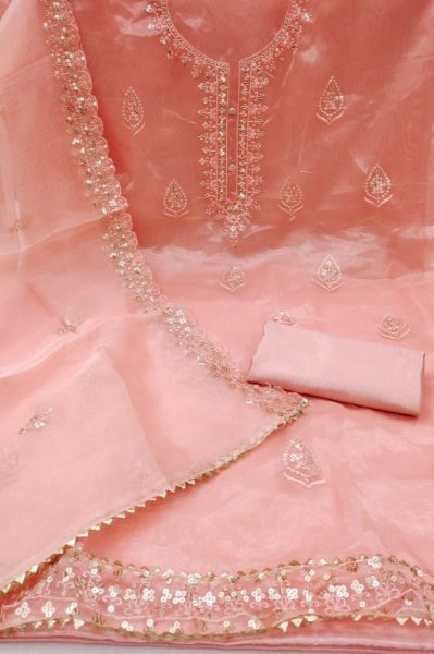 Sequence Work Organza Dress Material Color Set Matching Dress Material Wholesale
