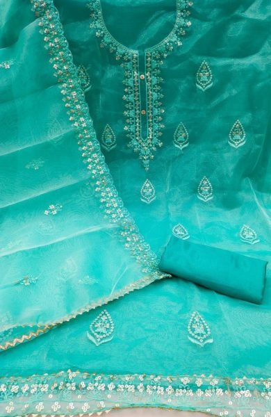 Sequence Work Organza Dress Material Color Set Matching Dress Material Wholesale
