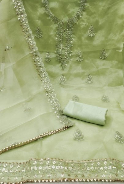Sequence Work Organza Dress Material Color Set Matching Dress Material Wholesale