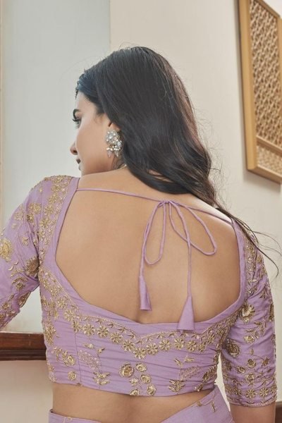 Sequins Embroidered Art Silk Wedding Wear Lehenga Choli In Lavender Colour  Bridal Lehenga Choli