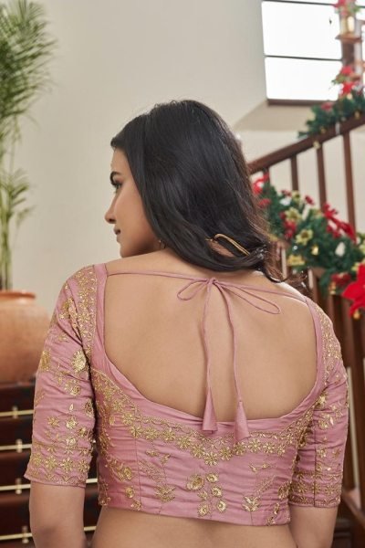 Sequins Embroidered Art Silk Wedding Wear Lehenga Choli In peach Bridal Lehenga Choli