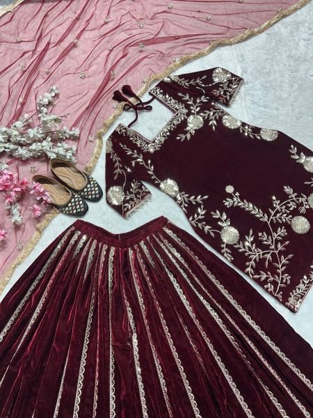 Latest Winter Viscos  Velvet Sharara set with Heavy Embroidery work Ready To Wear Collection