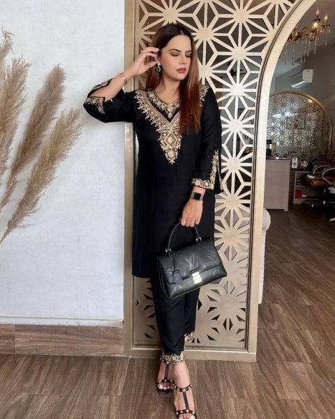 Shop Heavy Velvet Cord Set with Embroidery Work For Women Wear  CO ORD Sets