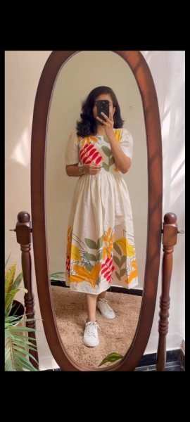 Shop pure cotton white printed one piece dress for summer casual wear Printed Kurtis