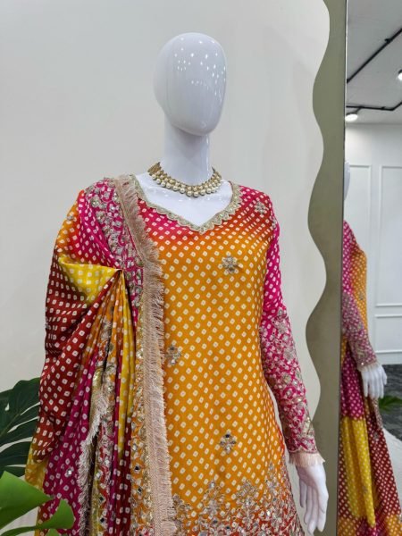  Shop Real Mirror Work Embroidered Chinon Silk Suit  for Weddings   Festivities Ready To Wear Collection