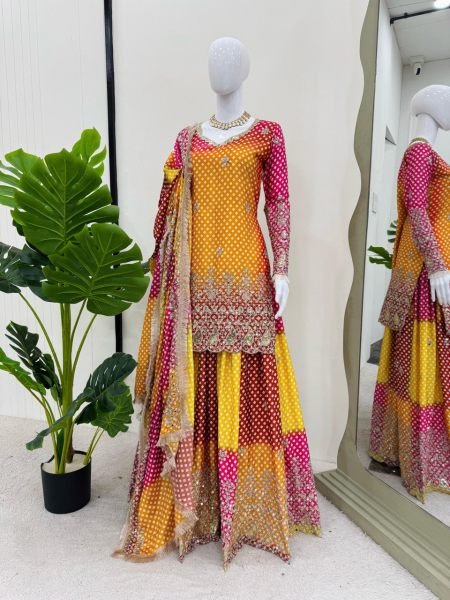  Shop Real Mirror Work Embroidered Chinon Silk Suit  for Weddings   Festivities Ready To Wear Collection