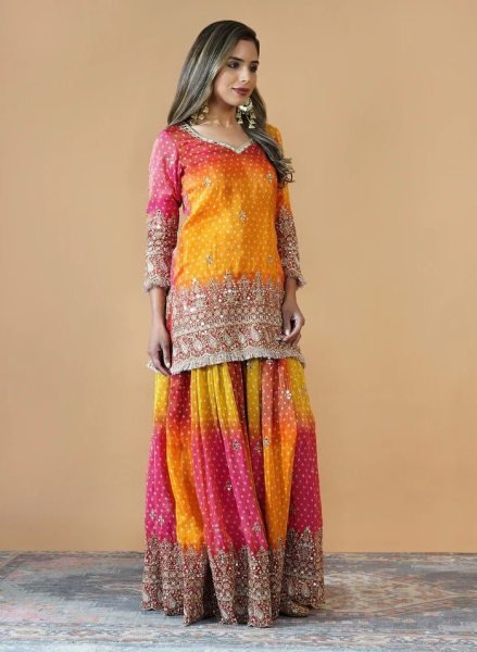  Shop Real Mirror Work Embroidered Chinon Silk Suit  for Weddings   Festivities Ready To Wear Collection