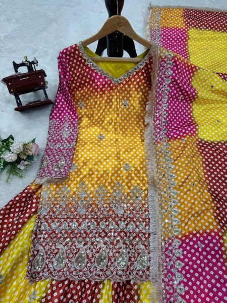 Shop Real Mirror Work Embroidered Chinon Silk Suit  for Weddings   Festivities Ready To Wear Collection