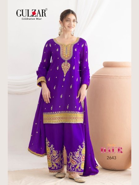 Showstopper Purple Chinon Sequence Work with Zarkan Diamond from Gulzar Catalog 