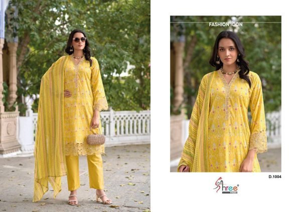 Shree Fab Design No 1004 Pure Cotton Dress Material with Embroidery Patch   Cutwork for Boutique at Manufacturer Rate Wholesale Printed Salwar Kameez 