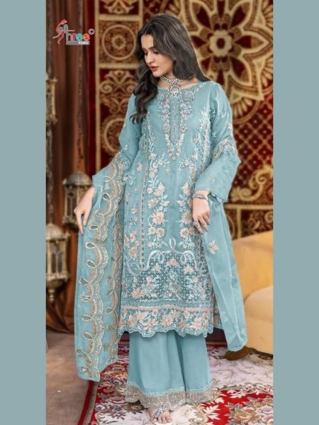 Shree Fab K-5344-E Embroidered Chiffon Suit with Dupatta at Manufacturer Rate Embroidery Suits Wholesale