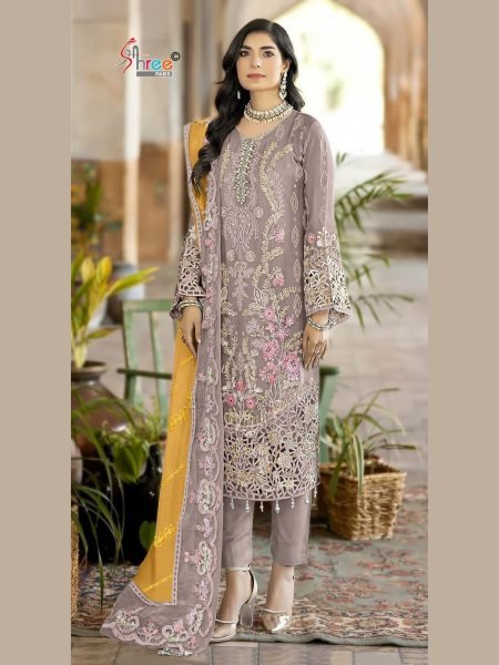 Shree Fab SF 5539 C Chiffon Suit with Hand Khatli   Cut Work at Wholesale Rate Embroidery Suits Wholesale