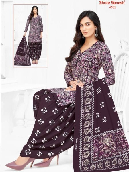 Shree Ganesh Pure Cotton With Beautiful Print Work Dress Material Shree Ganesh Dress Material