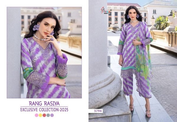 Shree Rang Rasiya 2025 Unstitched Lawn Suit Collection Embroidered Cotton Print   Patchwork Top Wholesale Price Pakistani Suits Wholesale