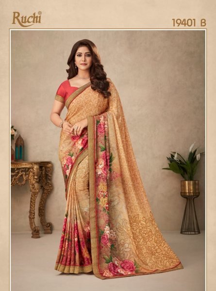 Silk Crepe Printed Saree With Banarasi Border  Printed Cotton Sarees Wholesale