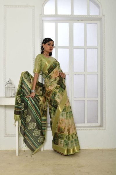 Smooth Tussar Silk Saree With All Over Extraordinary Print And Zari Border  Silk Sarees Wholesale
