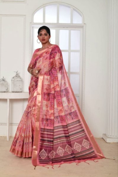 Smooth Tussar Silk Saree With All Over Extraordinary Print And Zari Border  Silk Sarees Wholesale