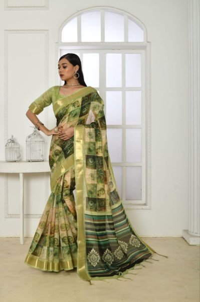 Smooth Tussar Silk Saree With All Over Extraordinary Print And Zari Border  Silk Sarees Wholesale