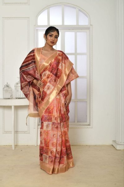 Smooth Tussar Silk Saree With All Over Extraordinary Print And Zari Border  Silk Sarees Wholesale