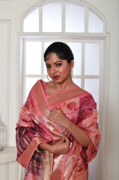 Smooth Tussar Silk Saree With All Over Extraordinary Print And Zari Border  Silk Sarees Wholesale