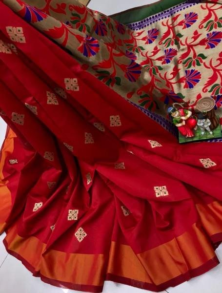 Soft Banarasi Cotton Silk Saree with Rich Weaving and Contrast Pallu  At Wholesale Rate Cotton Sarees Wholesale