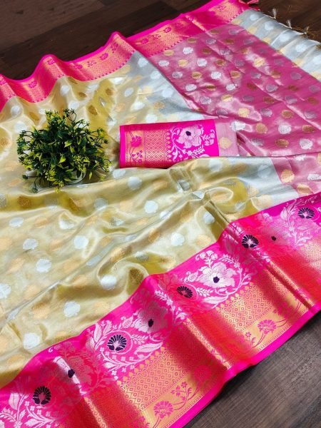 Soft Banarasi Tussar Silk Saree With Beautiful Gold Zari Weaving  Banarasi Saree Wholesale