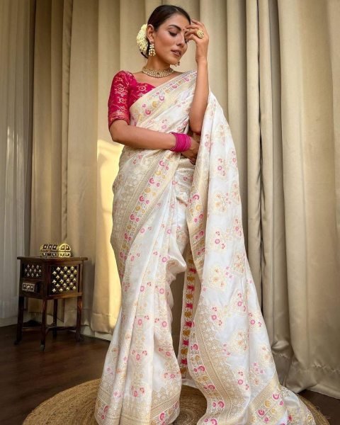 Soft Banarsi Silk Saree With Zari Weaving  Banarasi Saree Wholesale