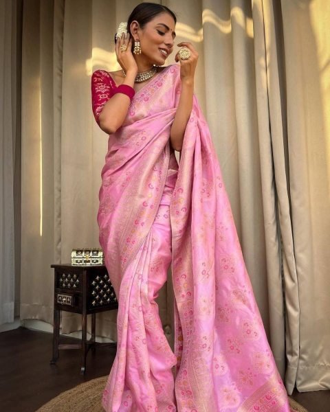 Soft Banarsi Silk Saree With Zari Weaving  Banarasi Saree Wholesale