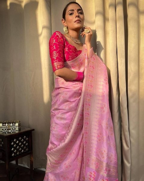 Soft Banarsi Silk Saree With Zari Weaving  Banarasi Saree Wholesale